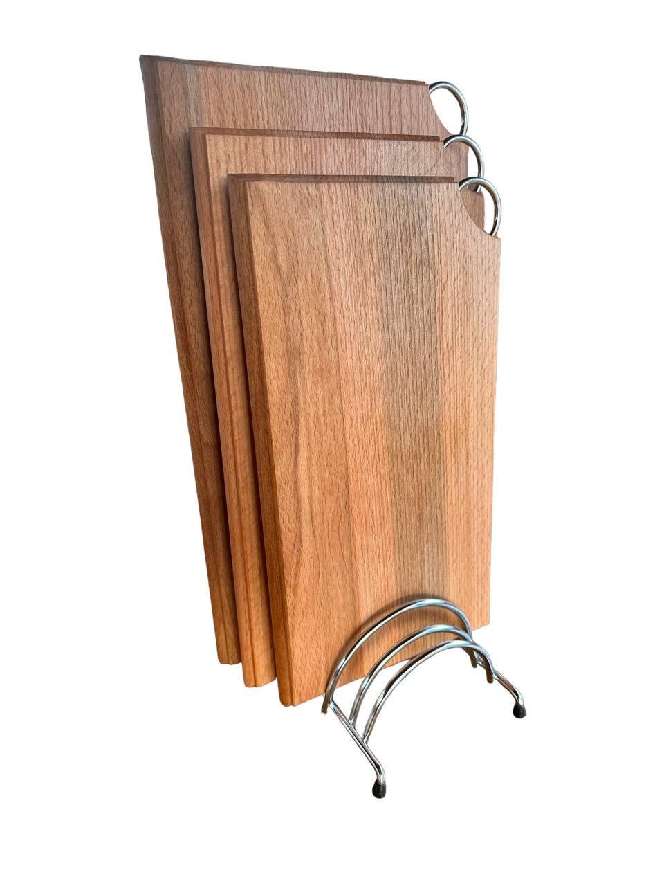 Набор дощечек из бука на металлической подставке 3в1 (2133517381) - фото 1 Набор дощечек из бука на металлической подставке 3в1 (2133517381) - фото 1