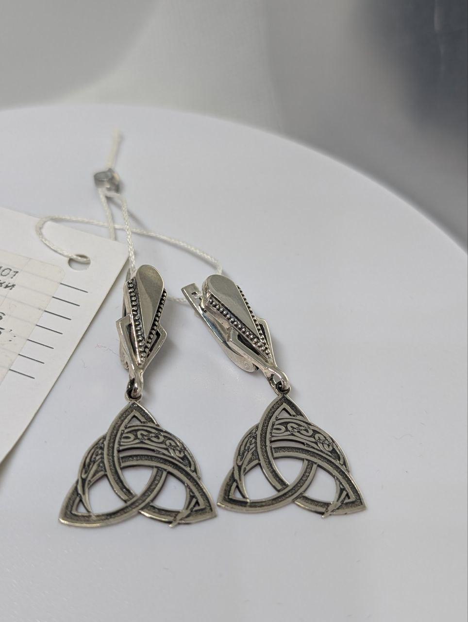 Срібні сережки Лунниця 925проби в трикветрі (26942990) - фото 3
