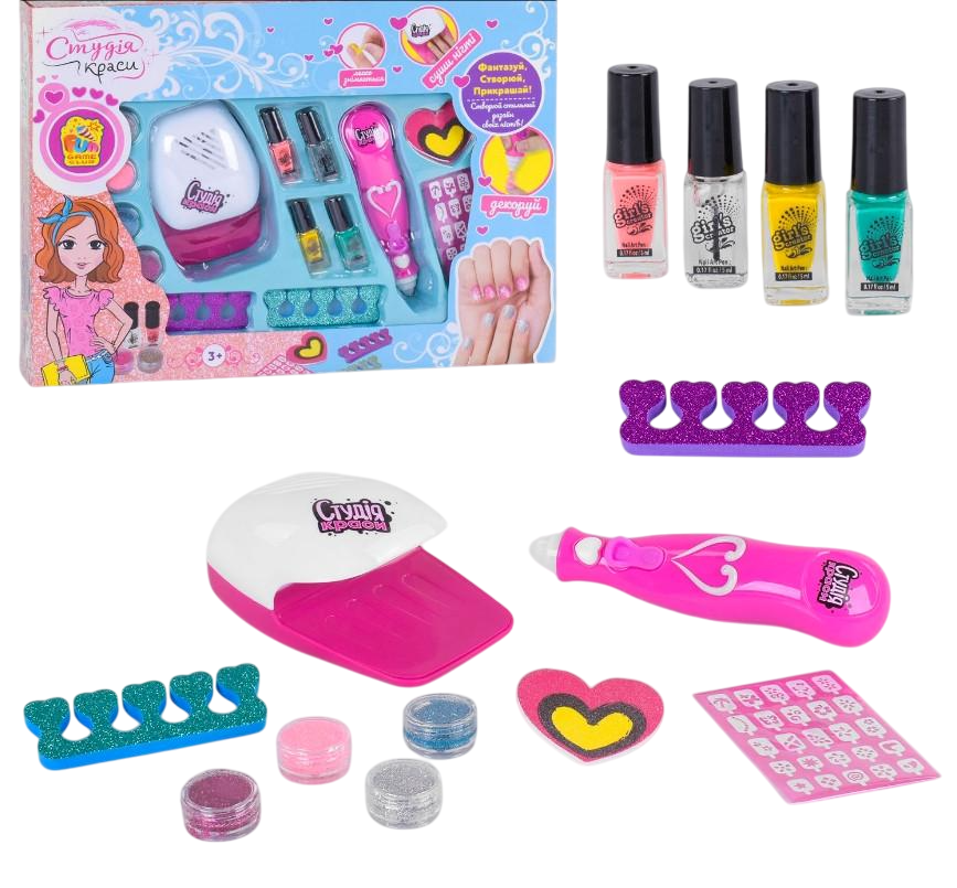 Набор для маникюра Fun Game 22930 сушка для ногтей на батарейках/распылитель блесток