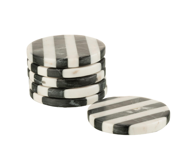 Підставки під чашки J-LINE 6 шт. Чорний/Білий (1423)