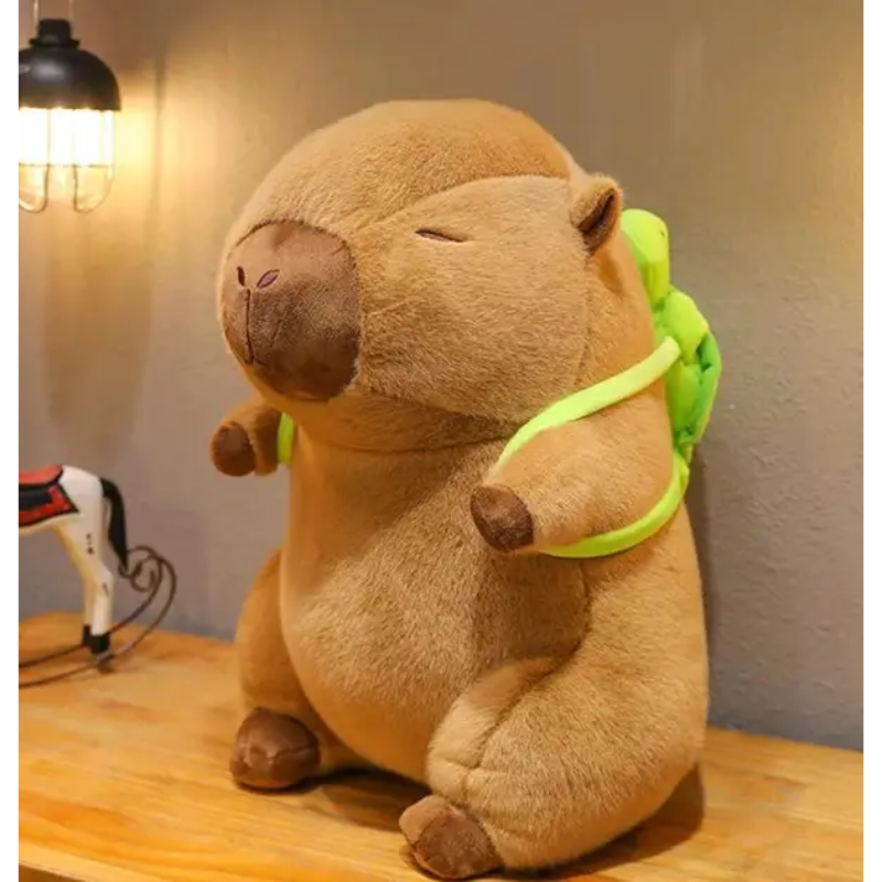 Мягкая игрушка-подушка Капибара-объятия с рюкзаком-черепахой 50 см (2507727450)