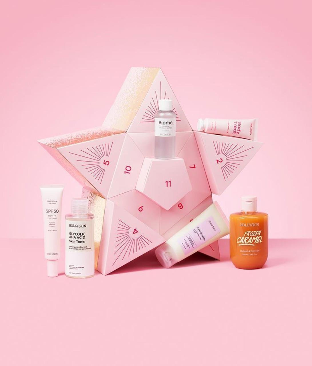 Адвент календар HOLLYSKIN Awards набір косметики 12 засобів святковий догляд (5005)