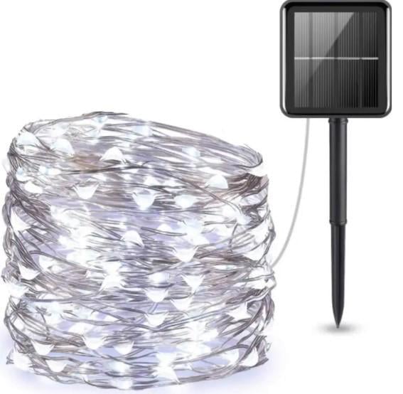 Гирлянда светодиодная нить Роса 100 LED с солнечной батареей 10 м Холодный белый (8584372)