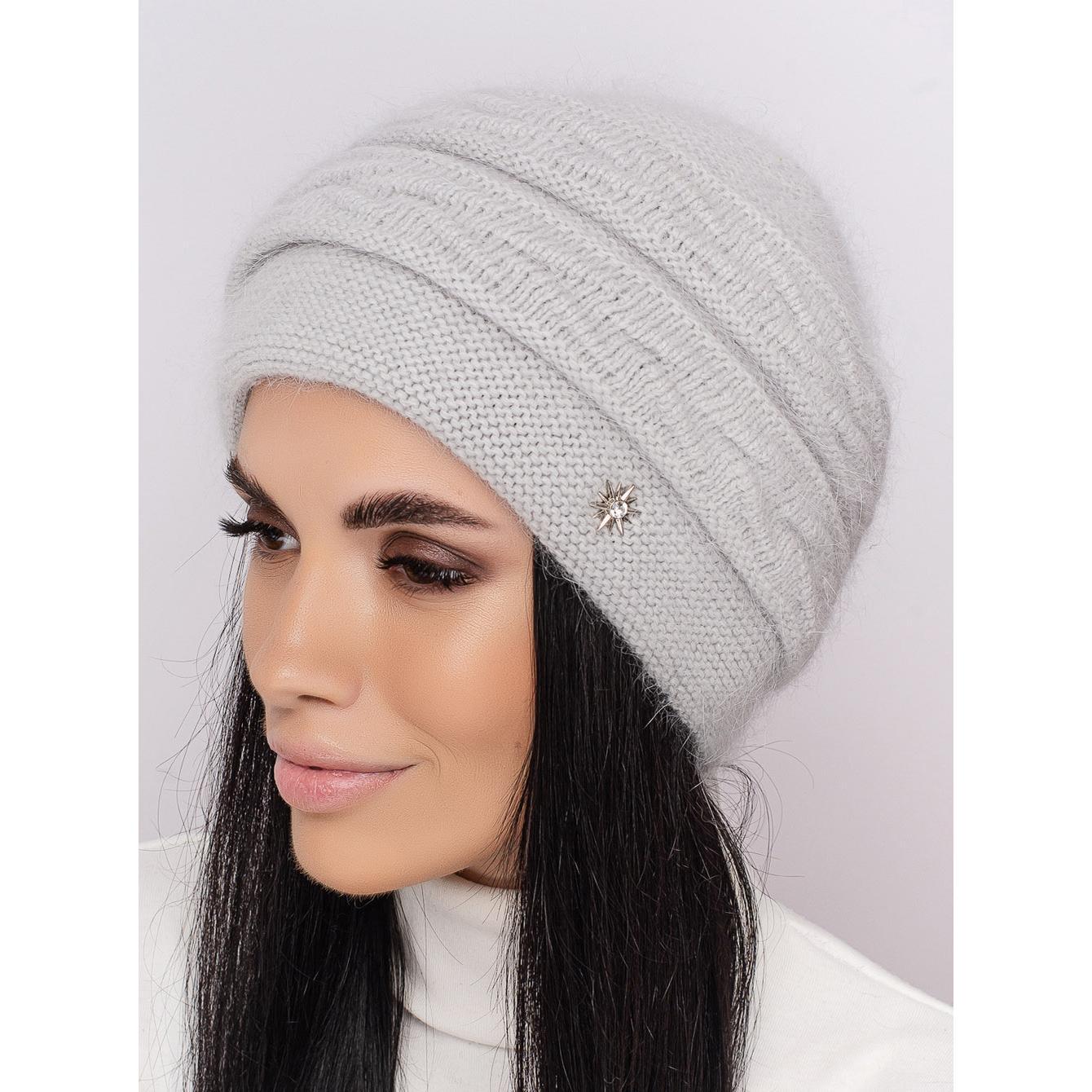 Шапка женская двойная ангоровая Leks Хвиля one size Светло-серый