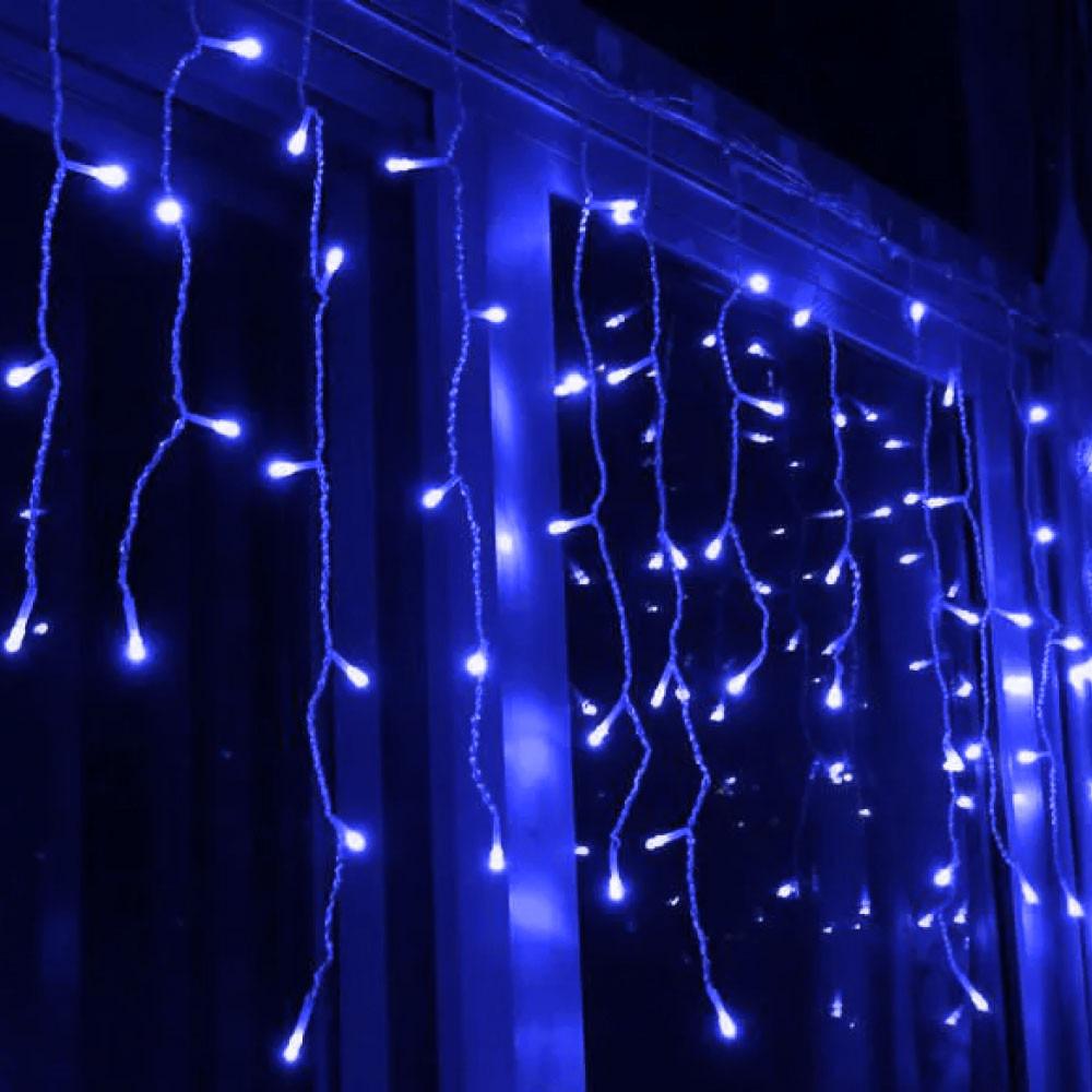 Гирлянда светодиодная бахрома 200 LED8 режимов 220 В прозрачный провод IP44 5x0,5 м Синий Гирлянда светодиодная бахрома 200 LED8 режимов 220 В прозрачный провод IP44 5x0,5 м Синий