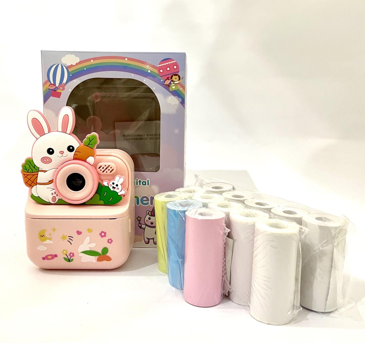 Фотоапарт детский с принтером с милыми зверюшками/10 рулонов бумаги