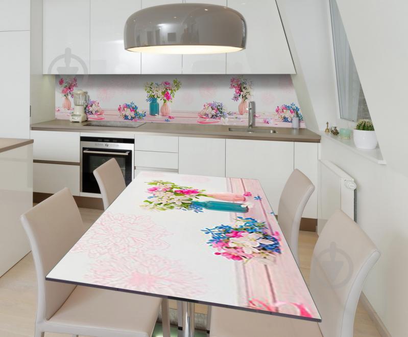 Наклейка 3Д виниловая на стол Zatarga «Букеты нежности» 650х1200 мм для домов, квартир, столов, кофейн, кафе