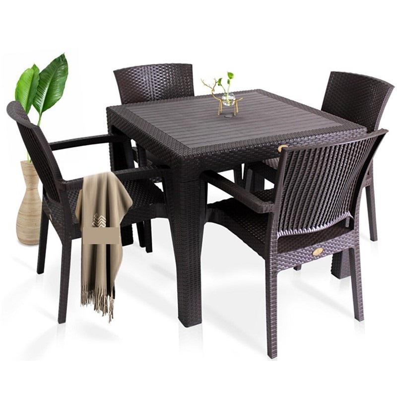 Комплект мебели садовый стул Вики 4 шт. со столом Олаф Коричневый (26248741)