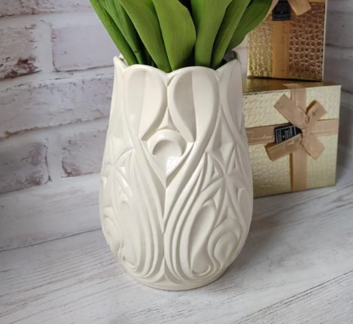 Ваза керамическая Паула 24 см Слоновая кость (23690459) - фото 1