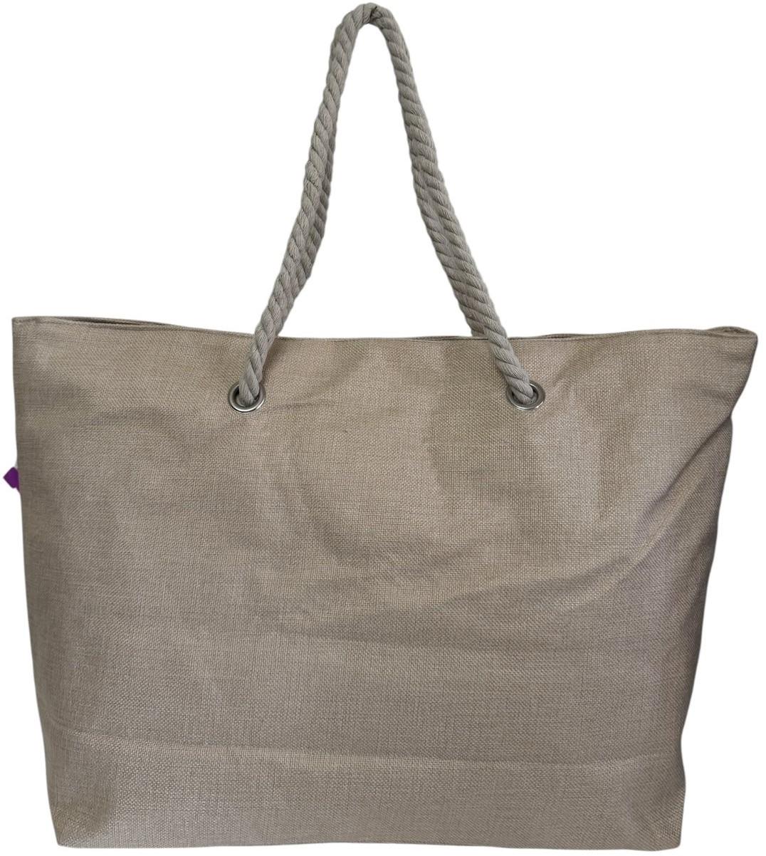 Сумка пляжна жіноча з тканини на блискавці Бежевий - фото 4 Сумка пляжна жіноча з тканини на блискавці Бежевий - фото 4