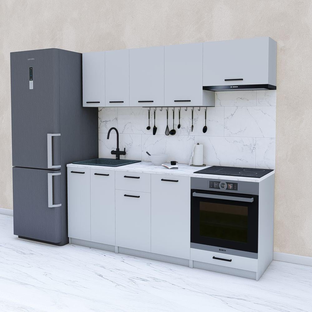 Кухня модульная готовая 2 м 200 см Светло-серый (МП38)