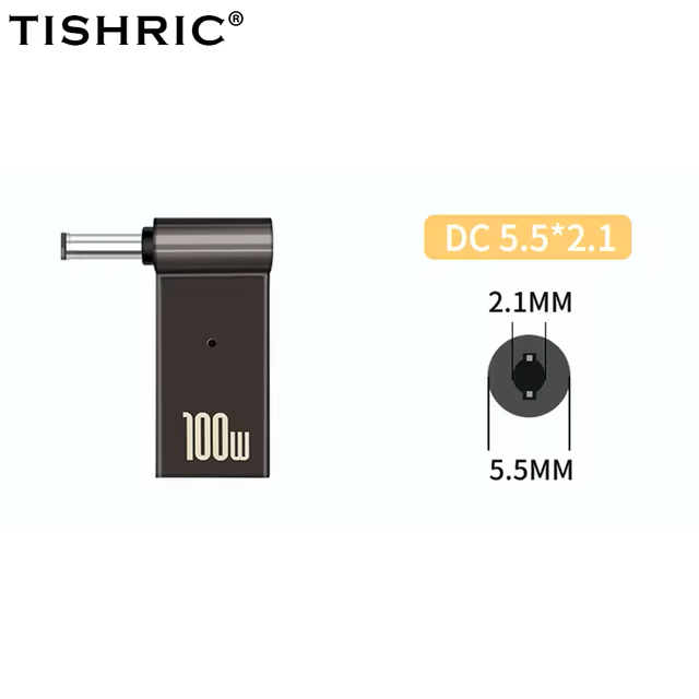 Перехідник для заряджання ноутбука Tishric PD100W DC Type-C to DC 5,5x2,1 мм (2000221) - фото 2