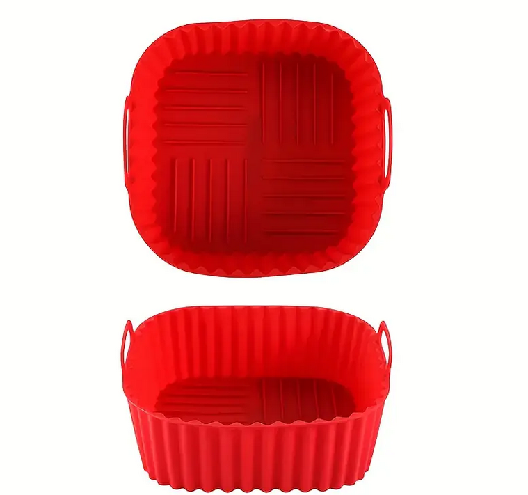 Форма квадратная силиконовая для аэрогриля мультипечи и фритюрницы Красный (RU-6676) - фото 3
