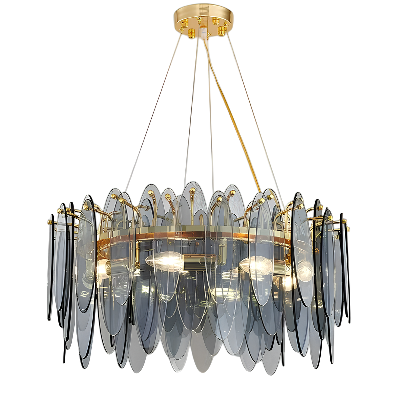 Люстра Sirius с затемненными хрустальными пластинами под восемь ламп Е14 Золотой (Ш 88071/600)