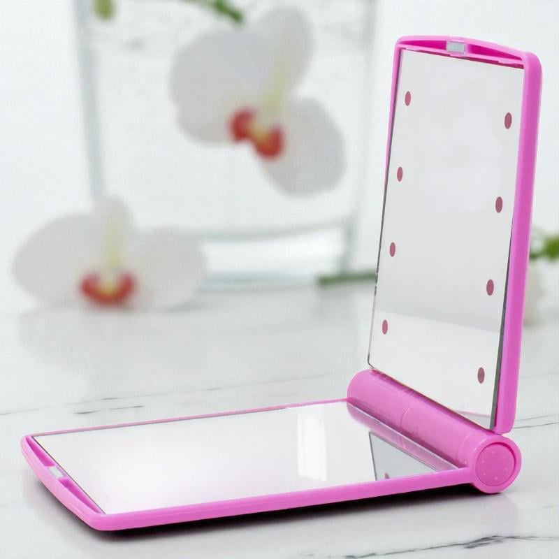 Косметическое зеркало Travel Mirror Pink с LED подсветкой на 8 светодиодов (1112373)