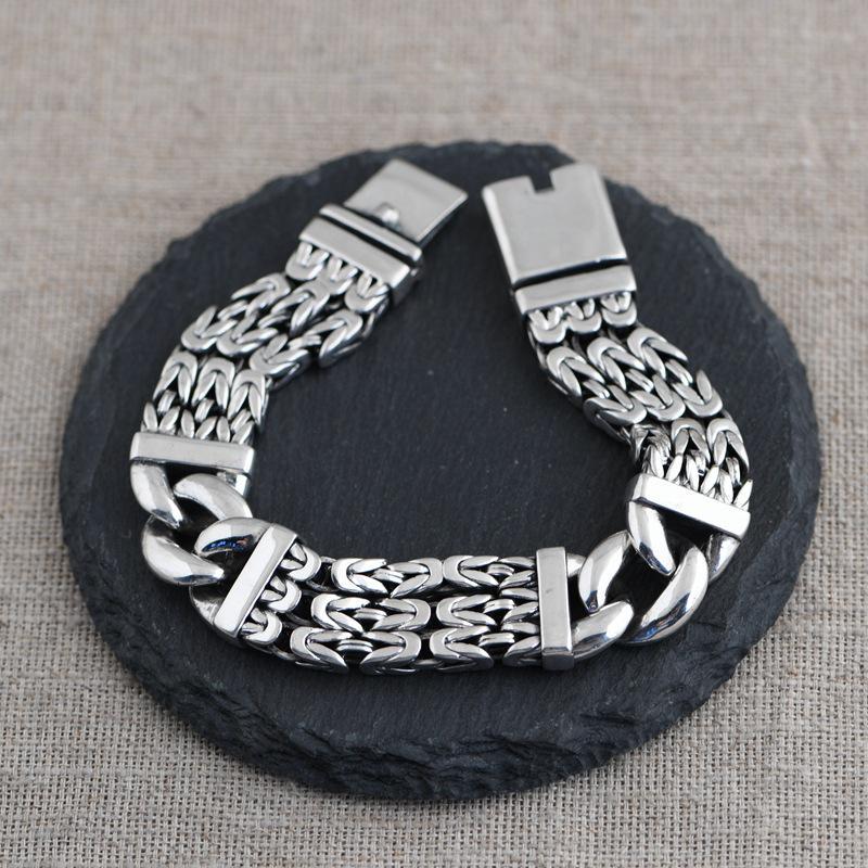 Браслет чоловічий масивний срібний з гравіюванням королівське плетіння 78 г 16 мм (70674791)