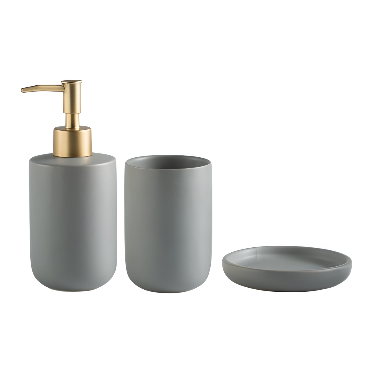 Набор для умывальника керамический из 3-х предметов Серый