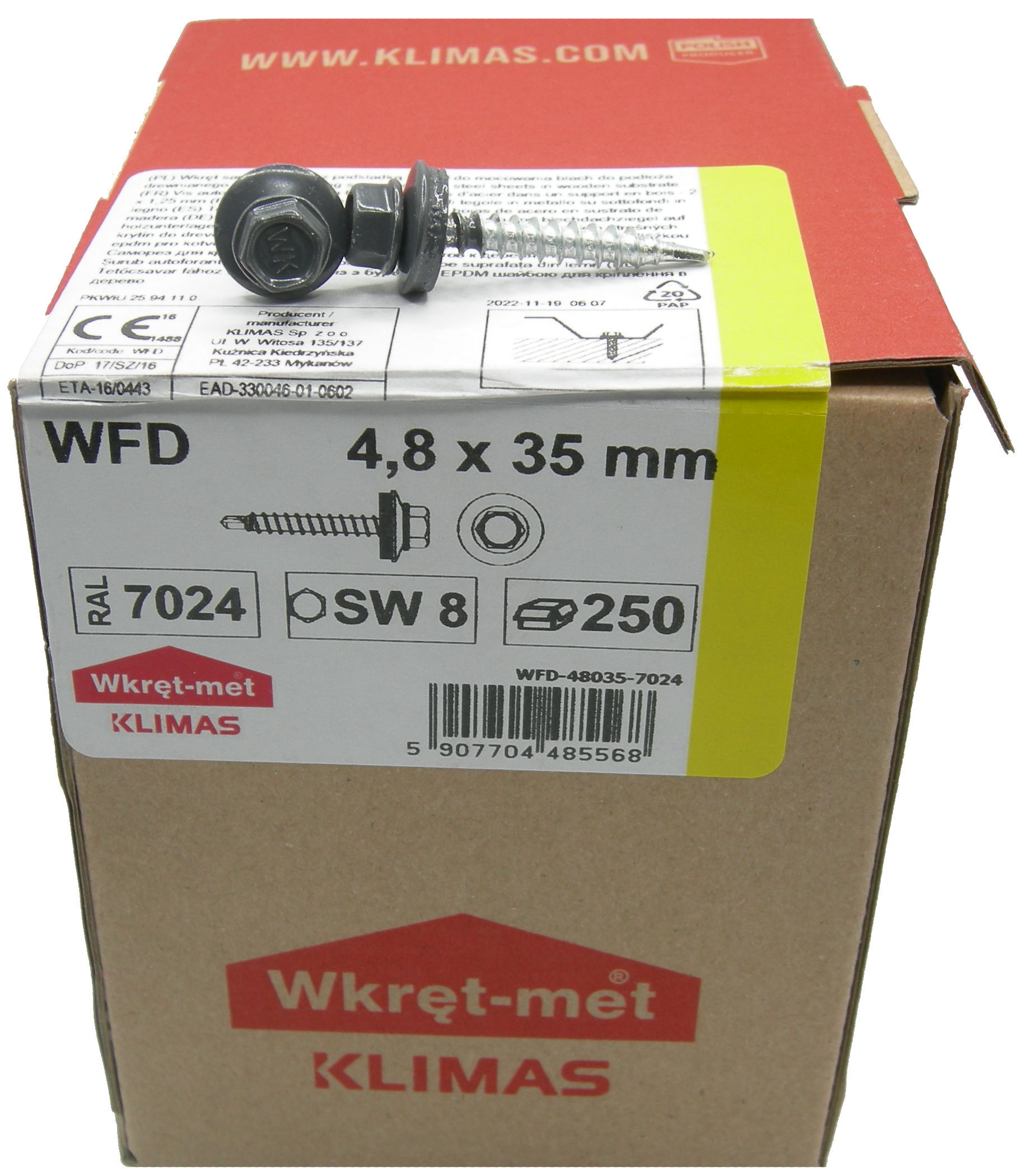 Саморез 4,8х35 для кровли WFD RAL7024 "Wkret-Met" Steelfix 50 шт. (010200) - фото 4