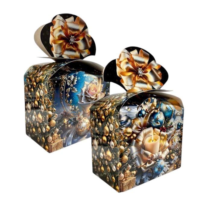 Набор картонных коробок Новогодние Свеча самосборные для подарка 27,5х10,5х17,5 см 2 шт. (BT-2286)