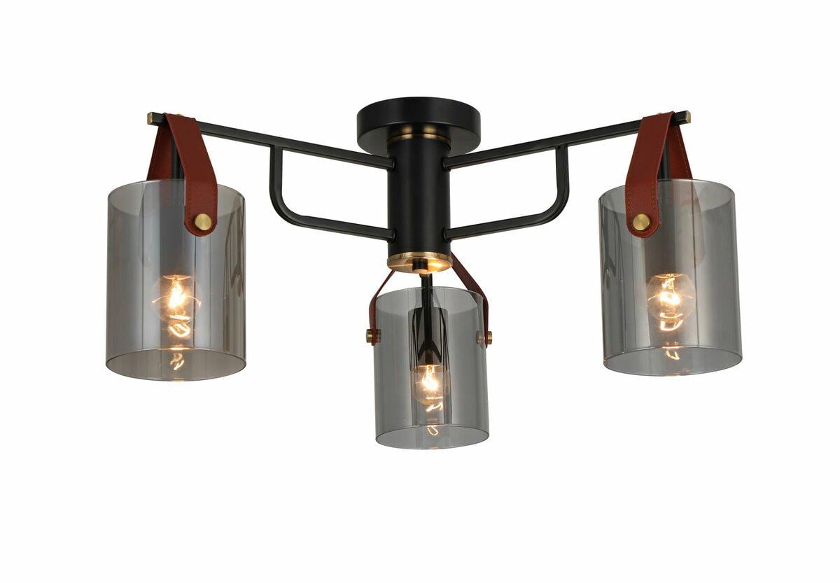 Люстра потолочная в стиле лофт Light House SRS-20403/3 плафоны серые Copper/Matt black