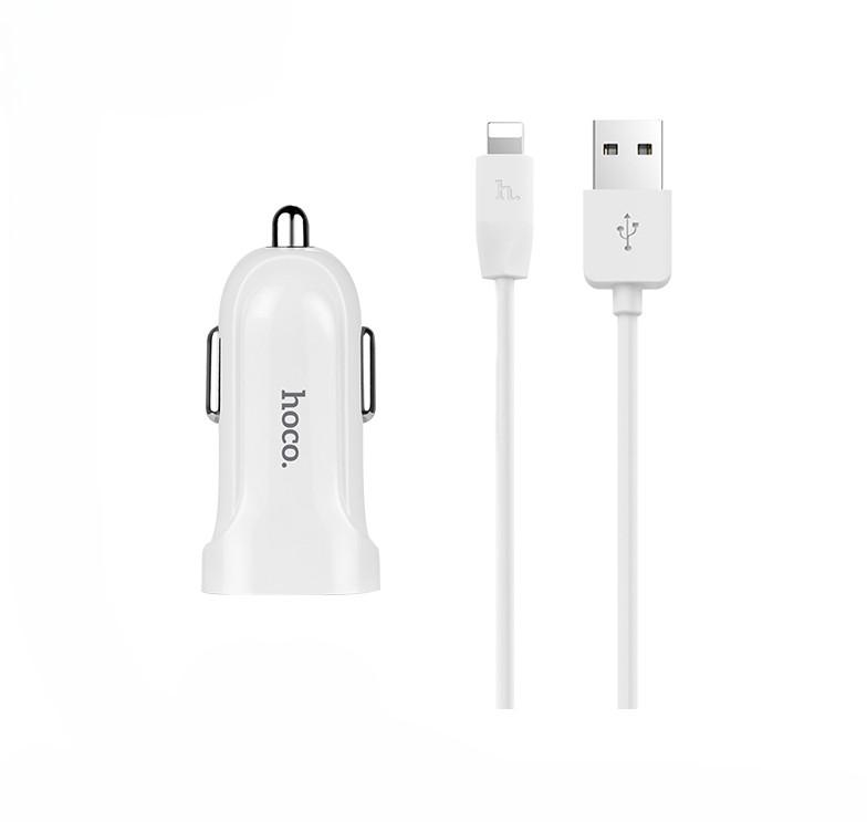 Зарядний пристрій в авто Hoco Z2 з кабелем USB-A to Lightning Білий (27556650) Зарядний пристрій в авто Hoco Z2 з кабелем USB-A to Lightning Білий (27556650)