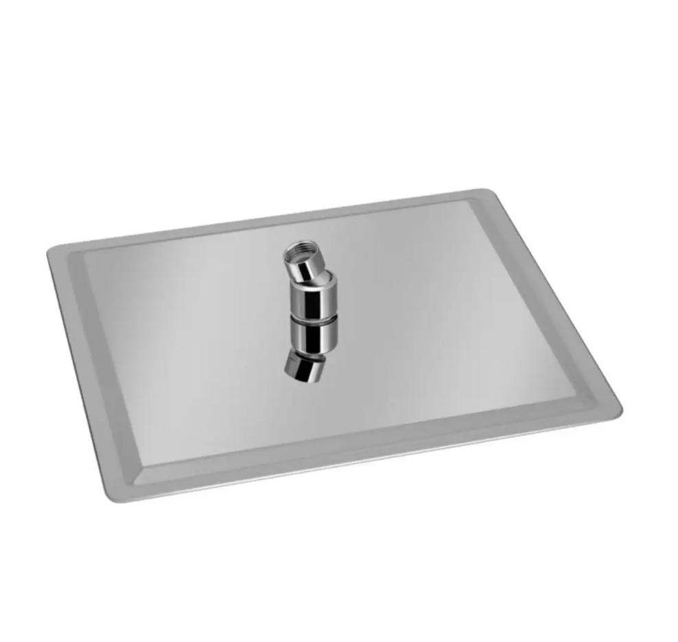Лейка квадратная для летнего душа из нержавеющей стали с краном и шарниром 21х20х20 - фото 2