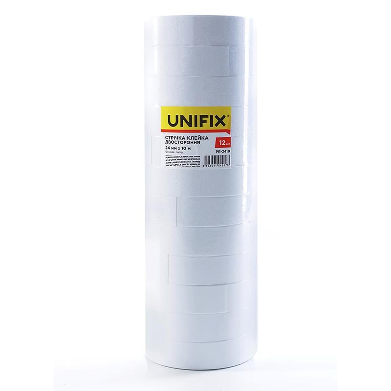 Лента клейкая двусторонняя Unifix на бумажной основе 24 мм 10 м 12 шт. (PR-2410) Лента клейкая двусторонняя Unifix на бумажной основе 24 мм 10 м 12 шт. (PR-2410)