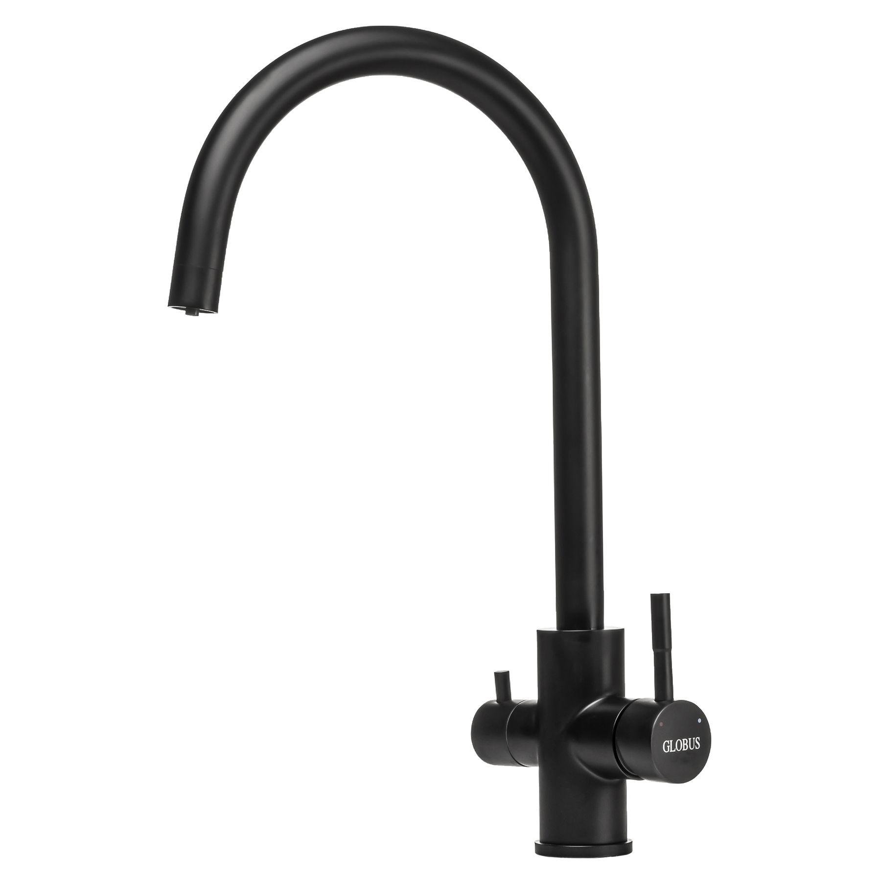 Змішувач для кухні Globus Lux SUS-0333-BB 000017523 на дві води Чорний (108477)