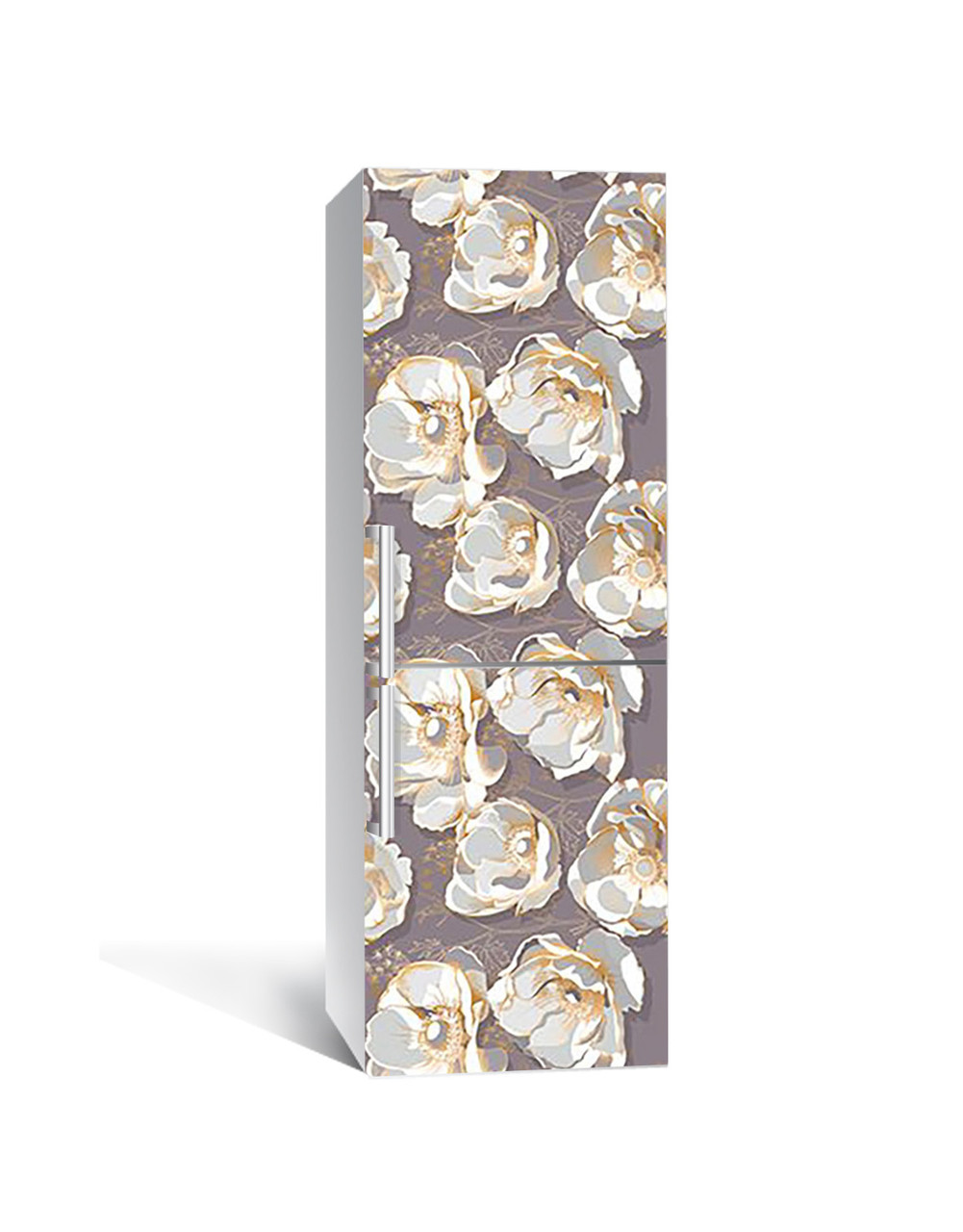 Наклейка 3D на холодильник Zatarga "Цветы серой сепии" виниловая 650х2000 мм