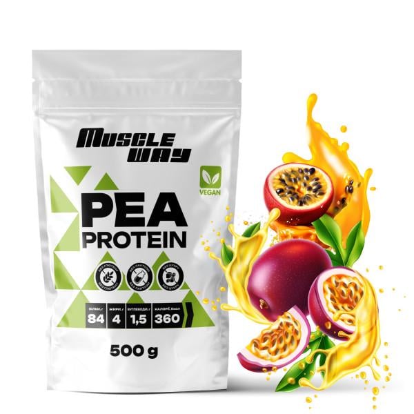 Протеин гороховый MuscleWay Vegan Маракуйя 84% белка на 16 порций 500 г (21-125-pp-mv-rs-500gr.4)