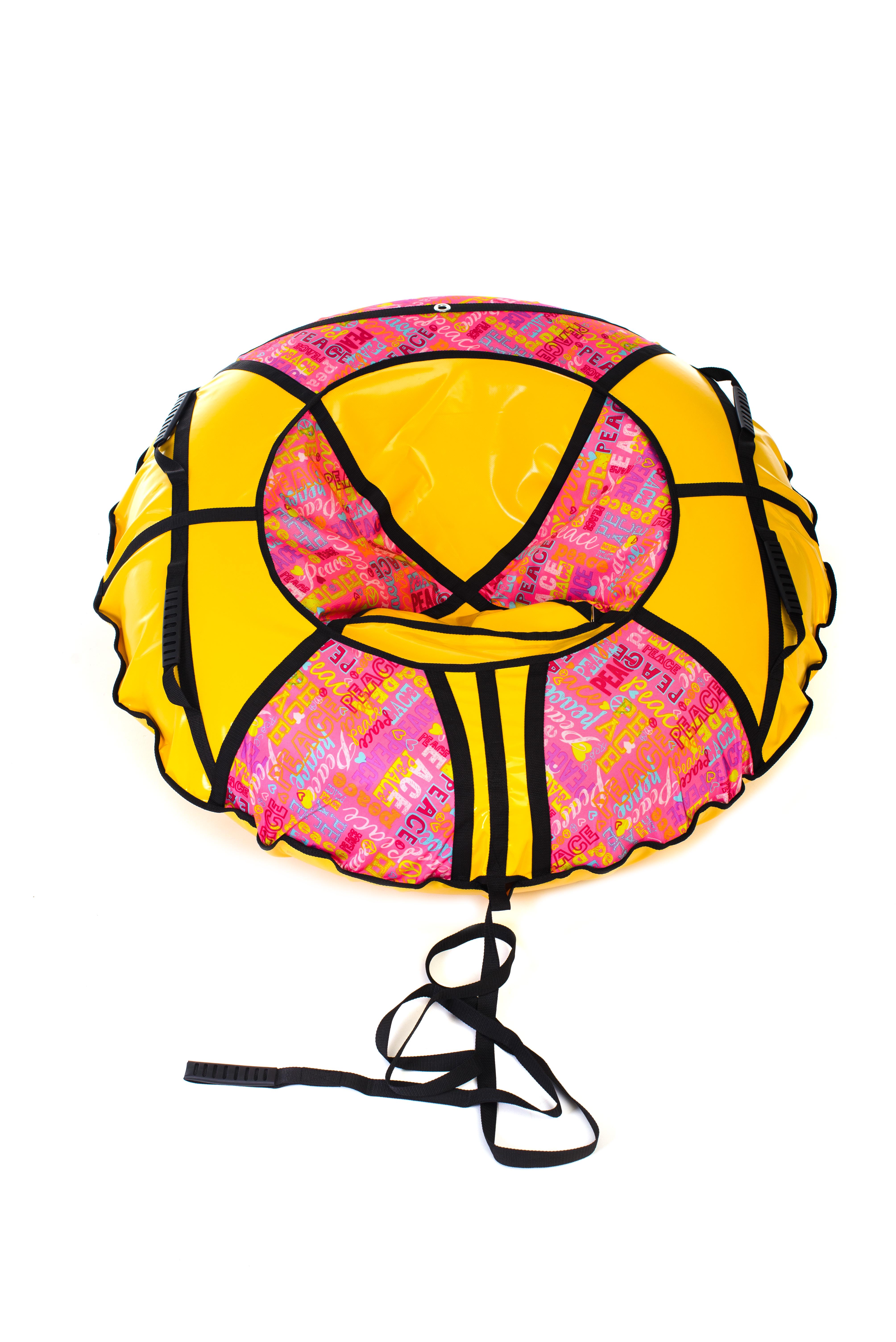 Надувные санки-ватрушка Kospa 80 см Надписи/Желтый (1171)