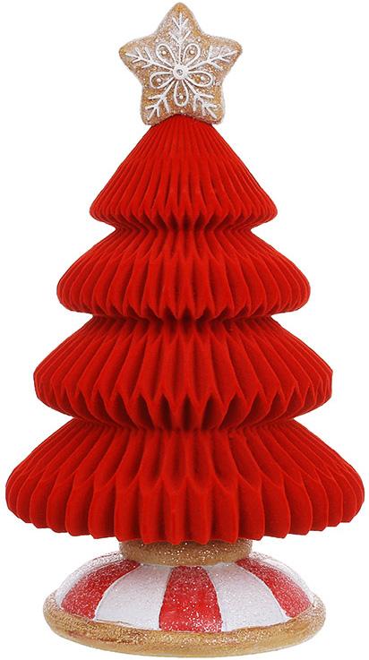 Фигура декоративная Зефирно-Пряничная Елка с флоковым напылением 31 см Красный