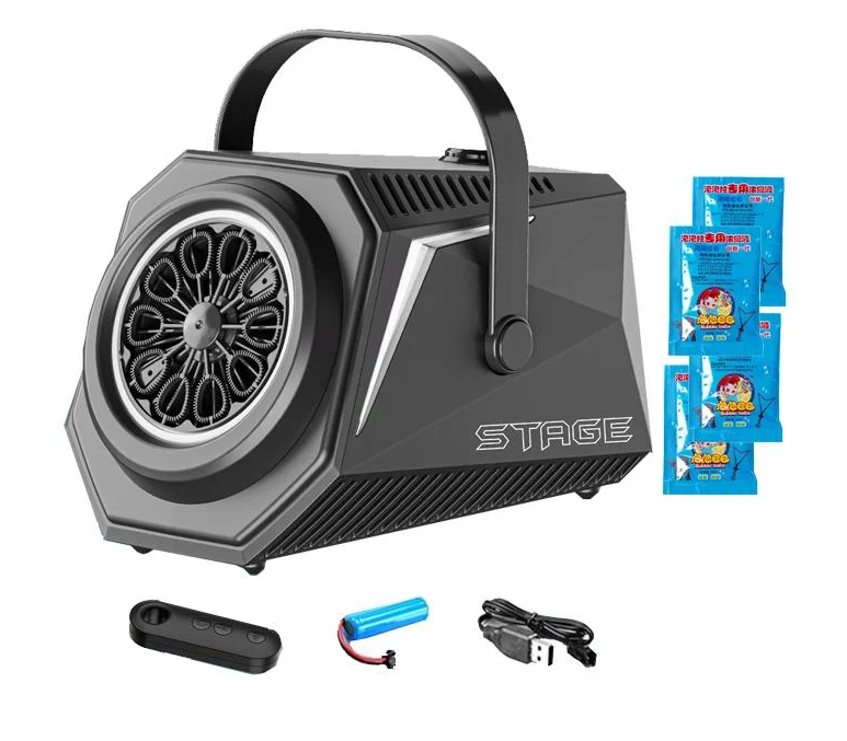 Генератор мыльных пузырей с пультом управления/аккумулятором/подсветкой с 4 пакетиками раствора (1525)