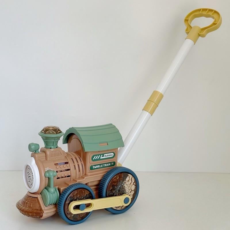 Детская игрушка-каталка Паровозик с мыльными пузырями/музыкой и подсветкой Коричневый (486463)