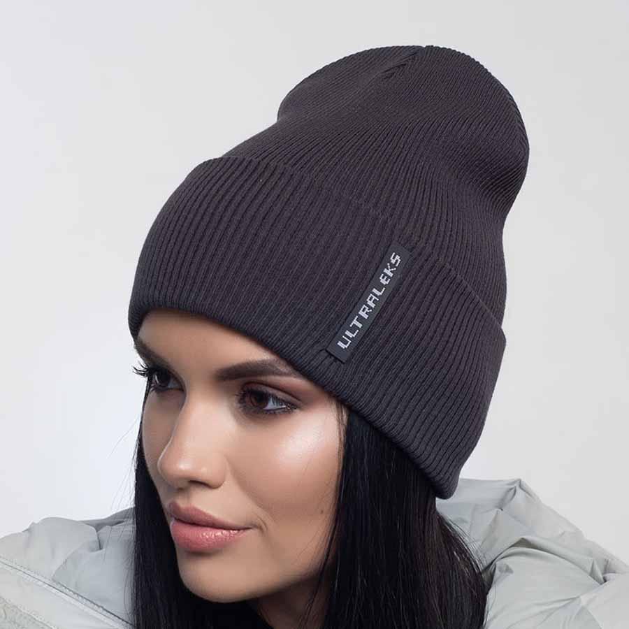 Шапка Leks Слалом демісезонна з відворотом Антрацитовий