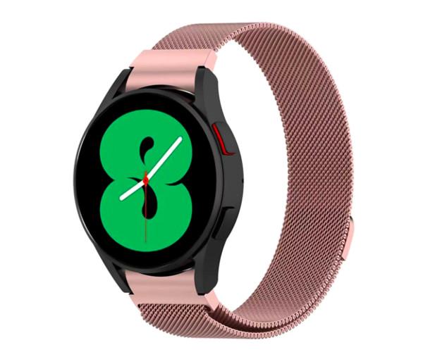 Ремешок для смарт-часов Milanese Loop для Samsung Galaxy Watch 4/5/6/Active 2 со шпильками 20 мм Розовый