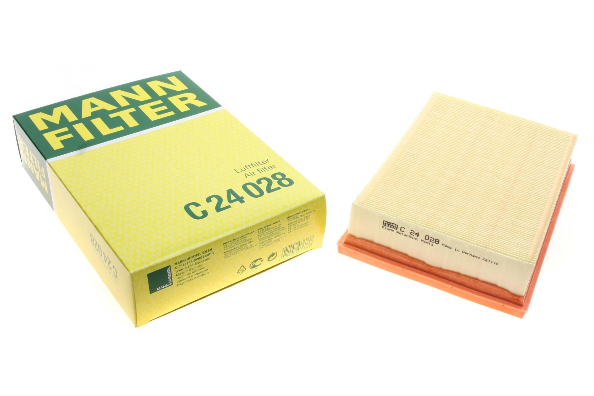 Фильтр воздушный Mann-Filter для Chevrolet Aveo 1,2 1,2-1,6/1,3D 11-/Ravon R4 15 16- (C 24 028)