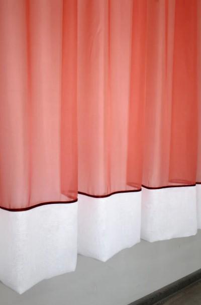 Занавеска на кухню шифон/лен 270х170 см Коралловый/Белый (047к) - фото 3 Занавеска на кухню шифон/лен 270х170 см Коралловый/Белый (047к) - фото 3