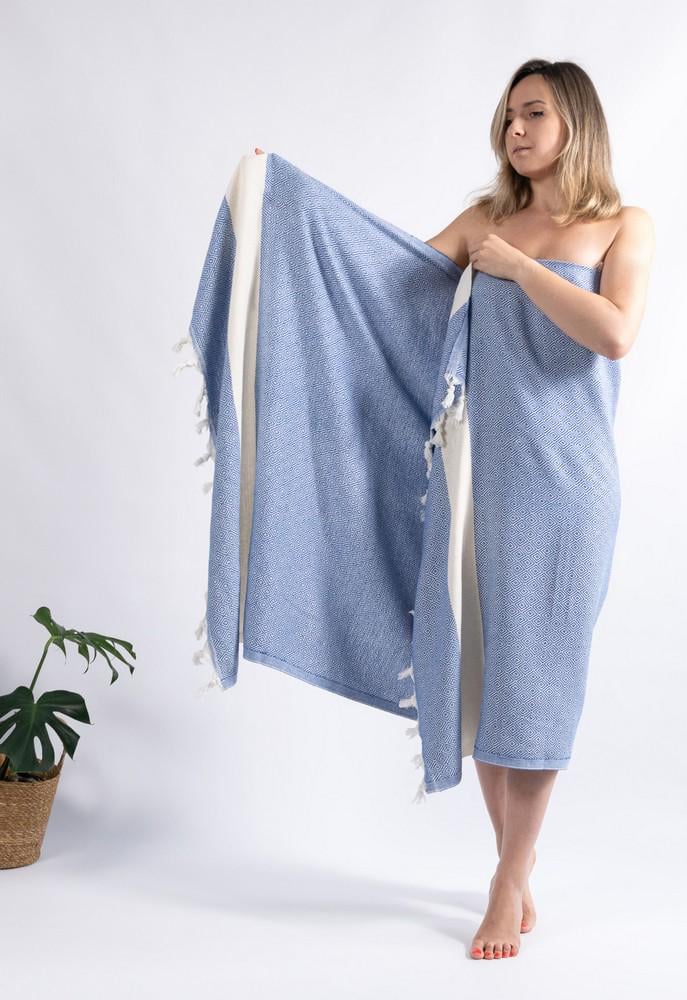 Полотенце Peshtemal Elmas 100х180 см Темно-Синий/Кремовый - фото 4