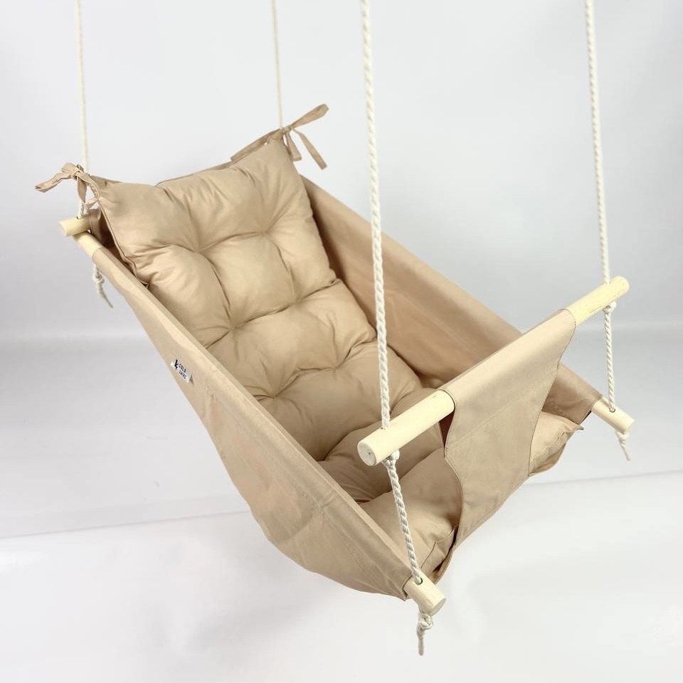 Детские качели подвесные хлопковые Колыбелька Бежевый (gs-8798)