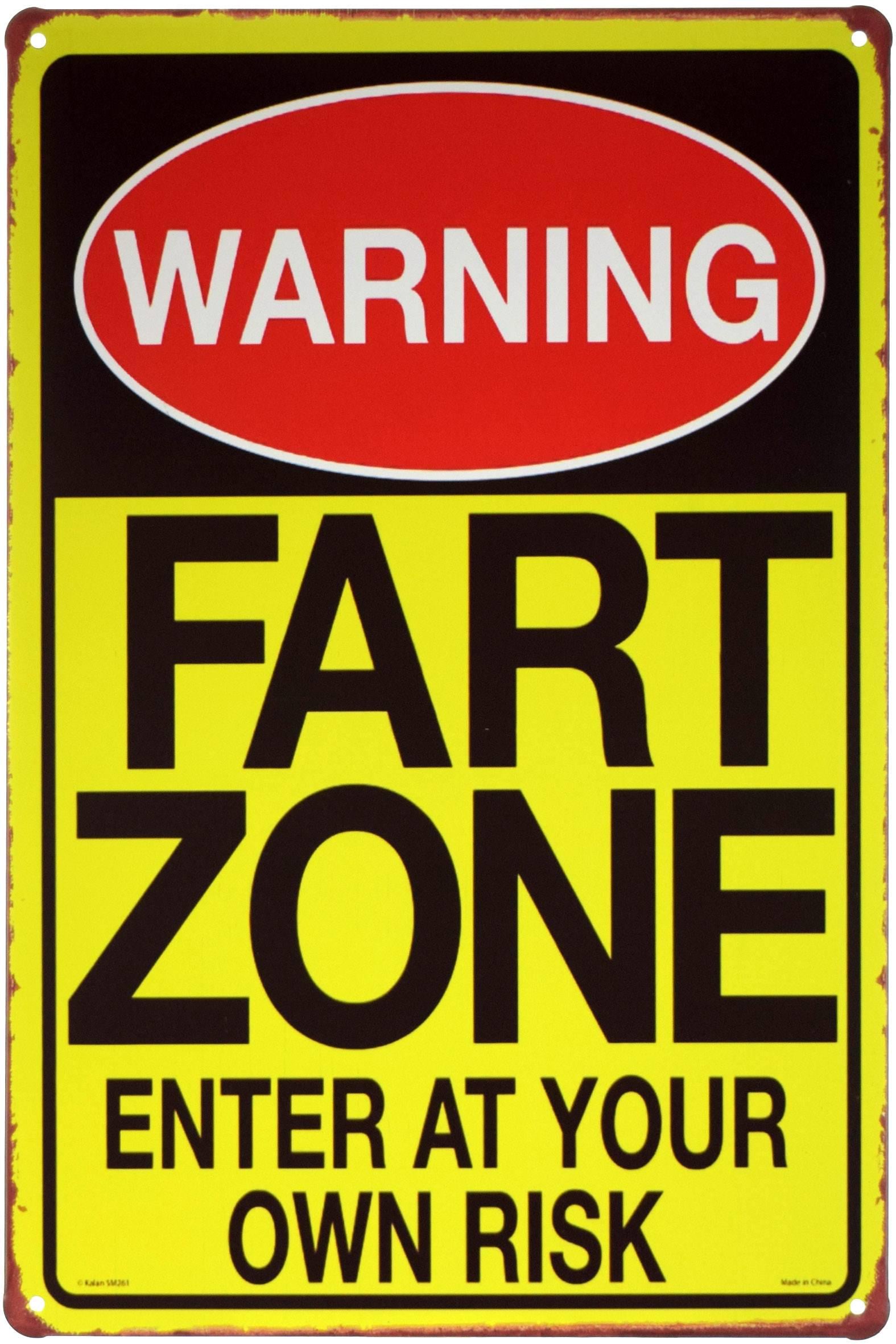 Табличка металлическая Warning! Fart Zone 20x30 см