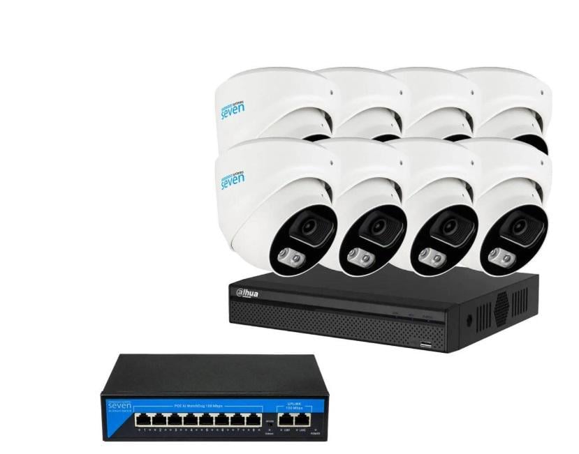 Комплект IP-відеоспостереження Dahua DH-IP1118OW-5MP на 8 купольних 5 Мп IP-камери