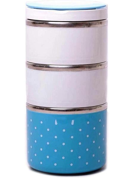 Ланч бокс для еды на три емкости с ручками (635241-Т)  Голубой