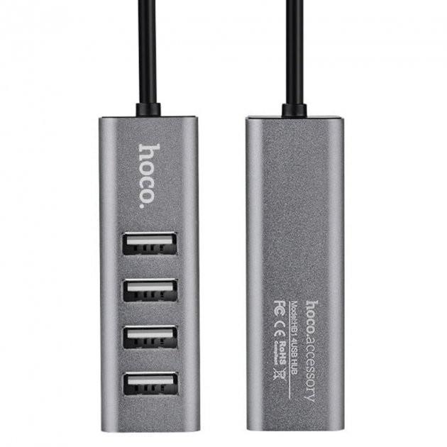 Адаптер USB Hoco HB1 USB to 4 USB Grey (00000001155) - фото 3