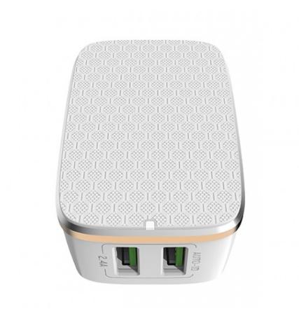 Сетевое зарядное устройство LDNIO A2204 2,4A micro и адаптер на 2 USB White