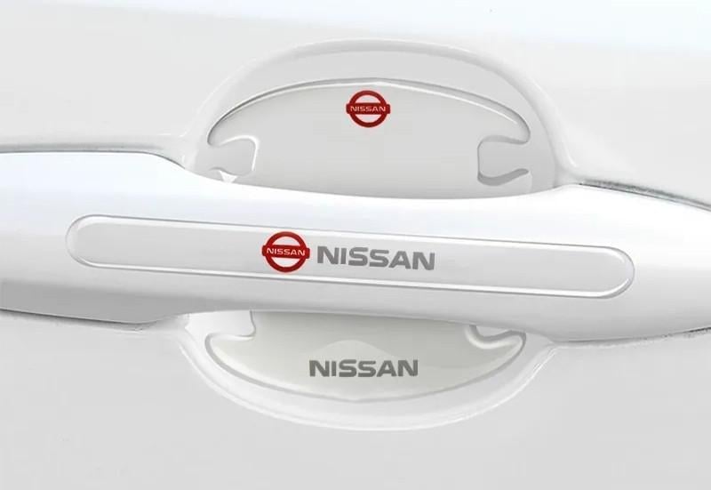 Наклейки защитные с маркой авто Nissan на дверные ручки и под дверные ручки Прозрачный (1992672978)