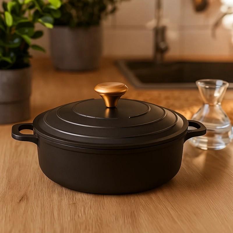 Сотейник Edenberg EB-12096 с антипригарным мраморным покрытием и металлической крышкой 24x7,5 см 2,9 л Черный (EB-12096)