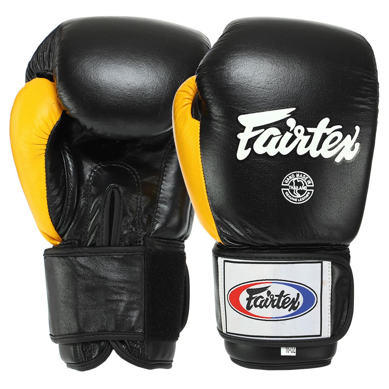 Боксерські рукавички FAIRTEX шкіряні 12 oz Чорно-жовтий (FTX065)