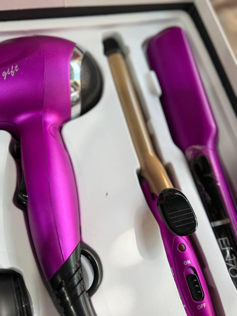 Набір для укладання волосся ENZO EN-6303 3в1 фен/плойка/виріврювач7500 Вт Рожевий (EN-6303) - фото 2 Набір для укладання волосся ENZO EN-6303 3в1 фен/плойка/виріврювач7500 Вт Рожевий (EN-6303) - фото 2