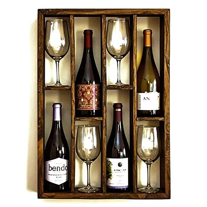 Полка для вина настенная из дерева Фукуока Латте (ПНК-000916)